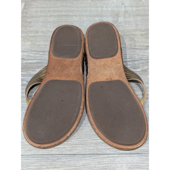 OluKai Women’s Leather Flip Flops/Sandals/Thongs Gold Straps Size 9 - Picture 7 of 16
